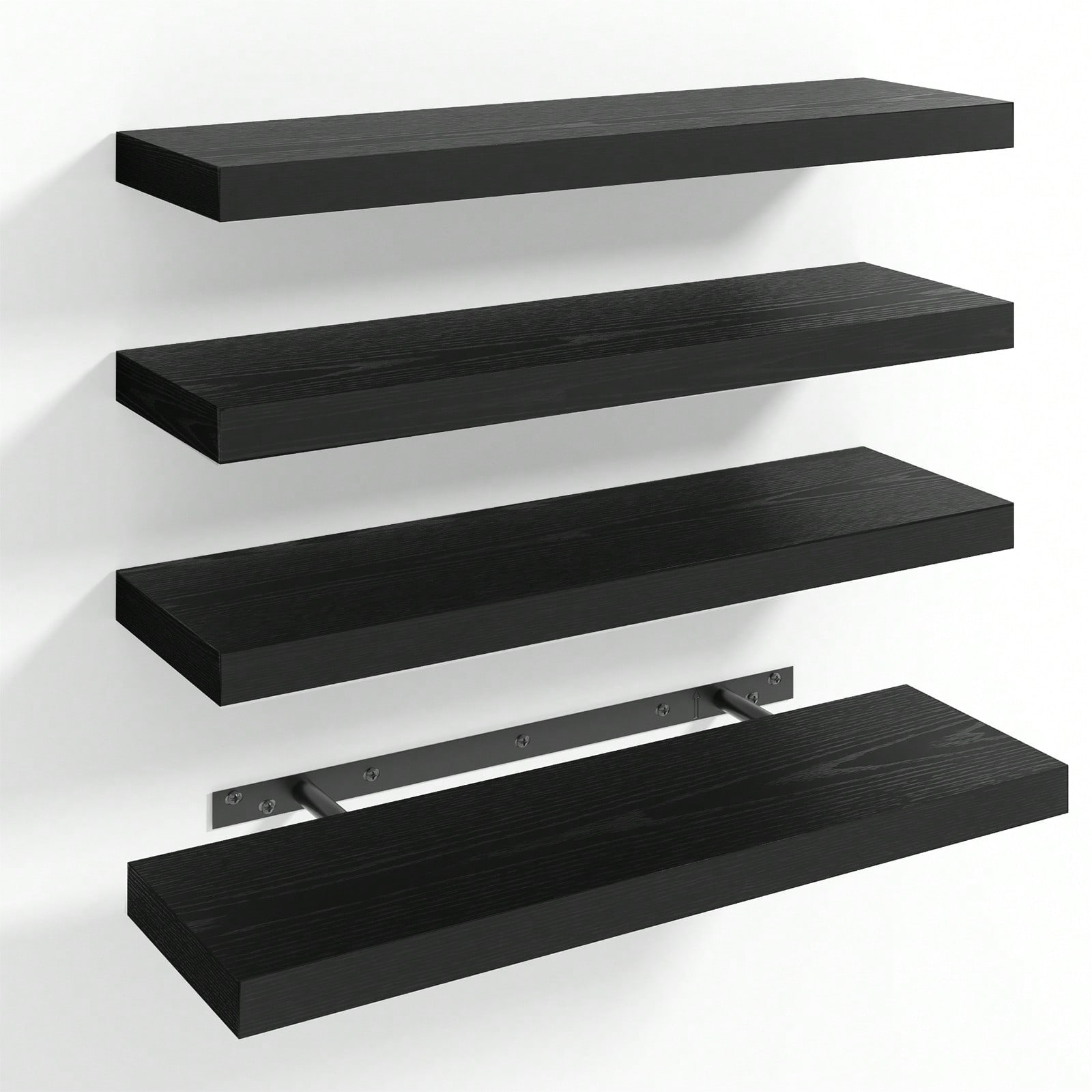 Shelf Bracket Pair - 4-pak półek wiszących, nowoczesne czarne drewniane